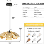 17 inch hand woven light rattan pendant light metal vintage light