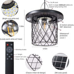 Led solar lights black pendant lamp ‎plastic, metal Patio light