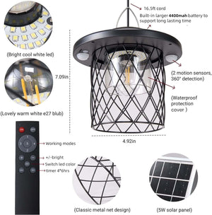 Led solar lights black pendant lamp ‎plastic, metal Patio light