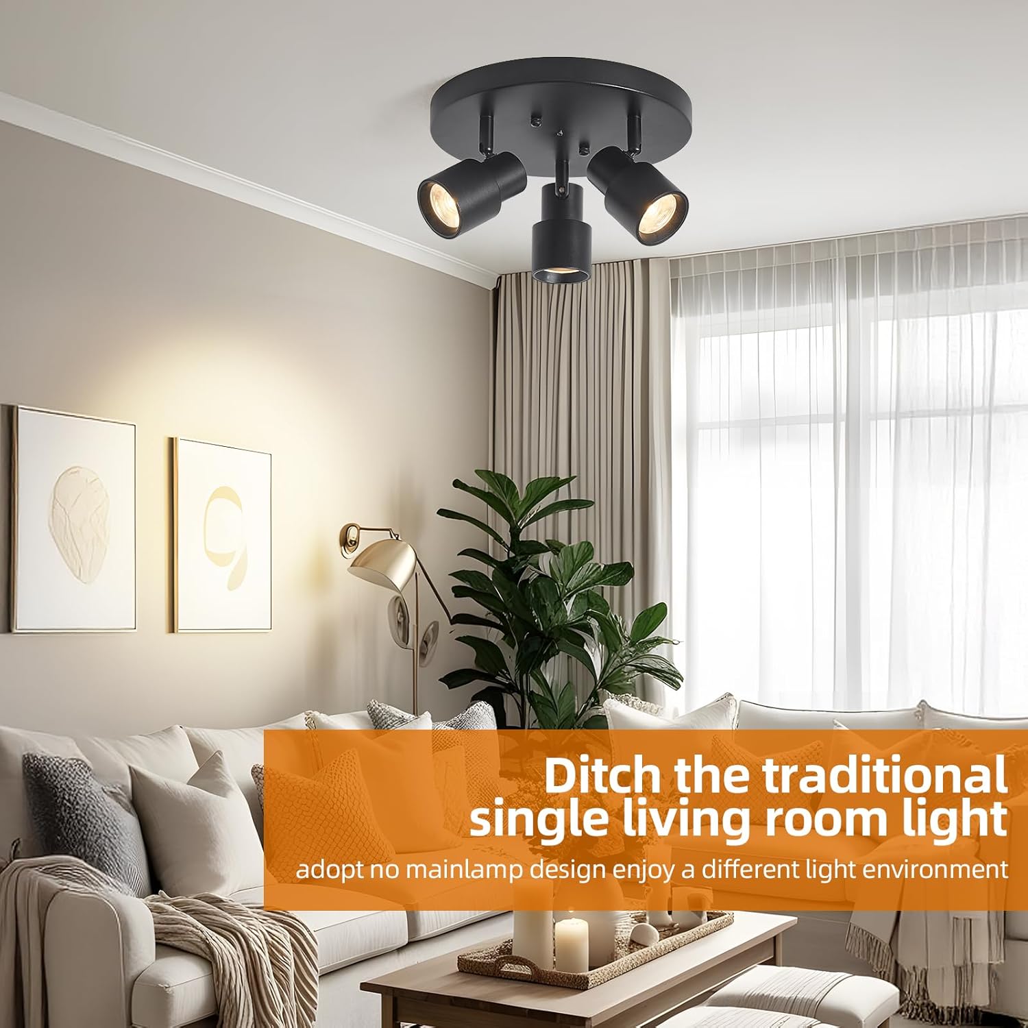 3-light track light black spotlight aluminum ceiling light