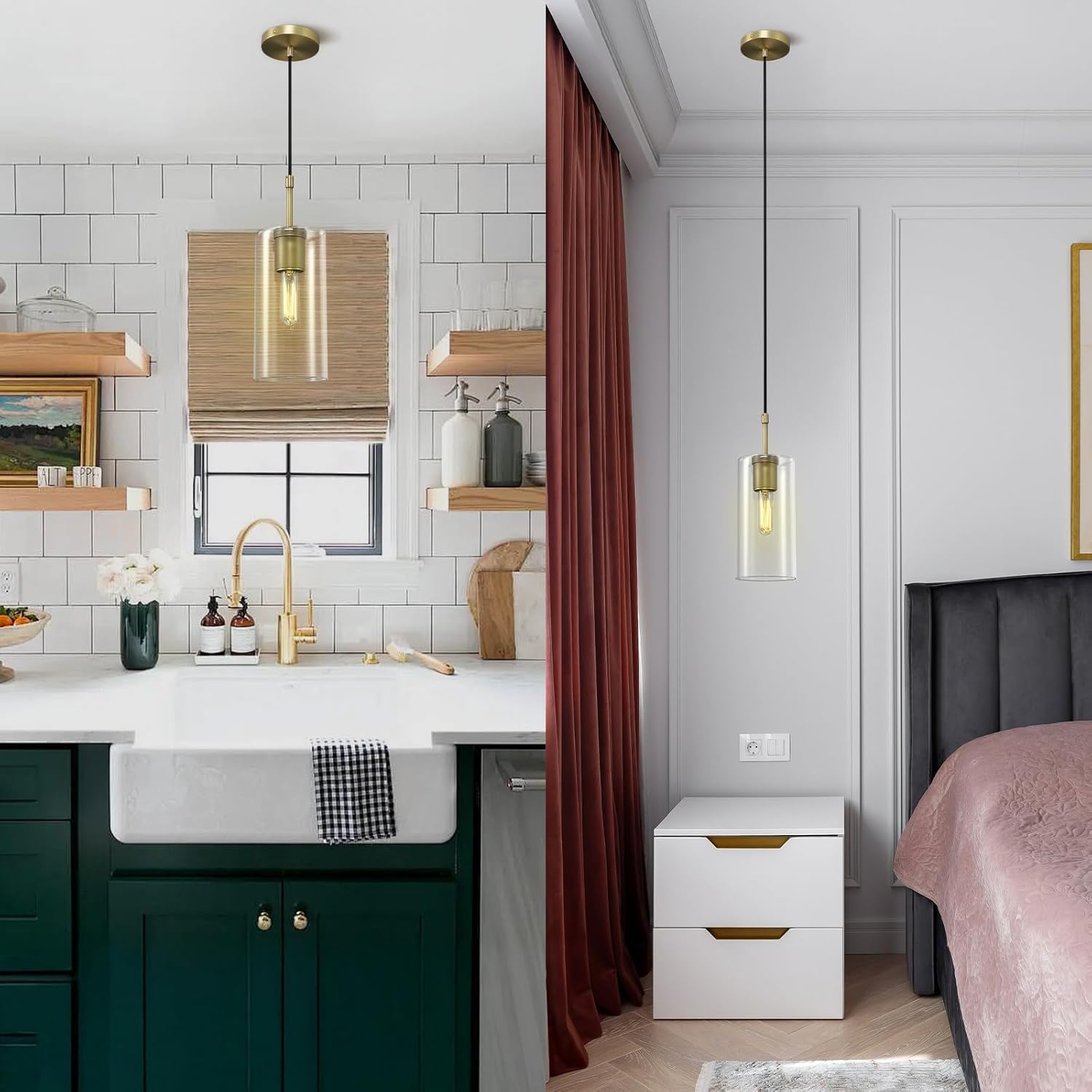 Modern pendant light brass island sink light brass glass hallway light
