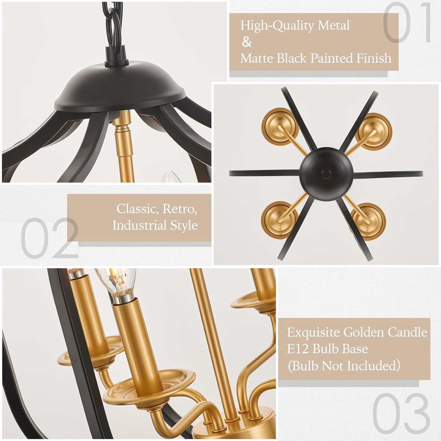 4-light pendant light black and gold kitchen island light metal hanging light
