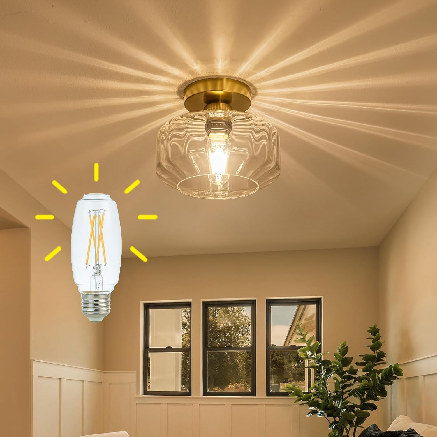 Led bathroom light gold ceiling light glass, metal laundry light
