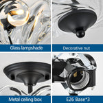 3-light ceiling light black bedroom light glass entryway light