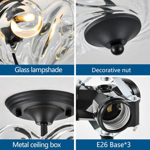 3-light ceiling light black bedroom light glass entryway light