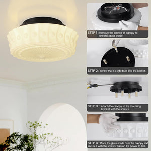 4 led bulbs ceiling light milk white hallway light glass, metal bedroom light