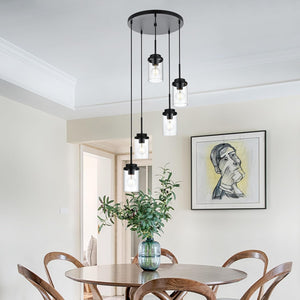 5-light hanging light black chandelier light metal pendant light
