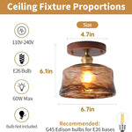 Modern ceiling light brown hallway light wood, brass, glass entry way light
