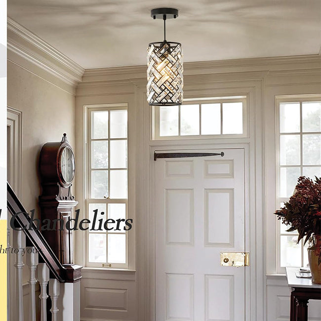Farmhouse chandelier light black porch light crystal, metal pendant light