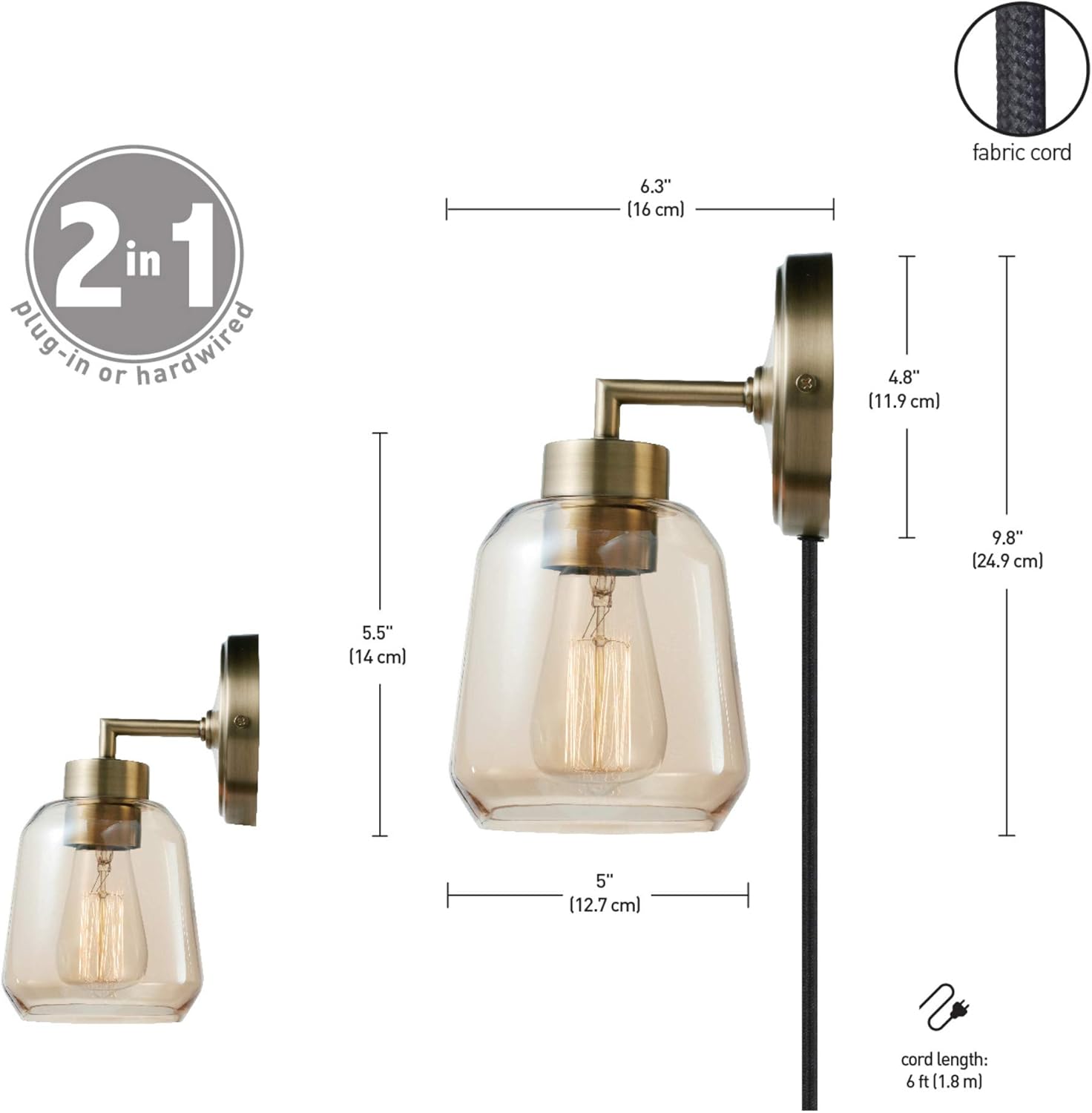 1-light bedroom light brass mounted light metal wall light