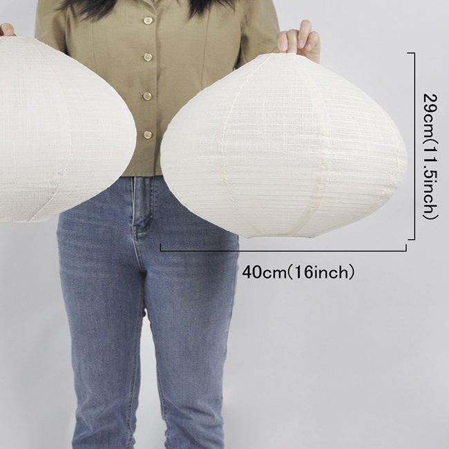 2 Pack handmade pendant light beige bedroom light cotton linen blend hanging lantern