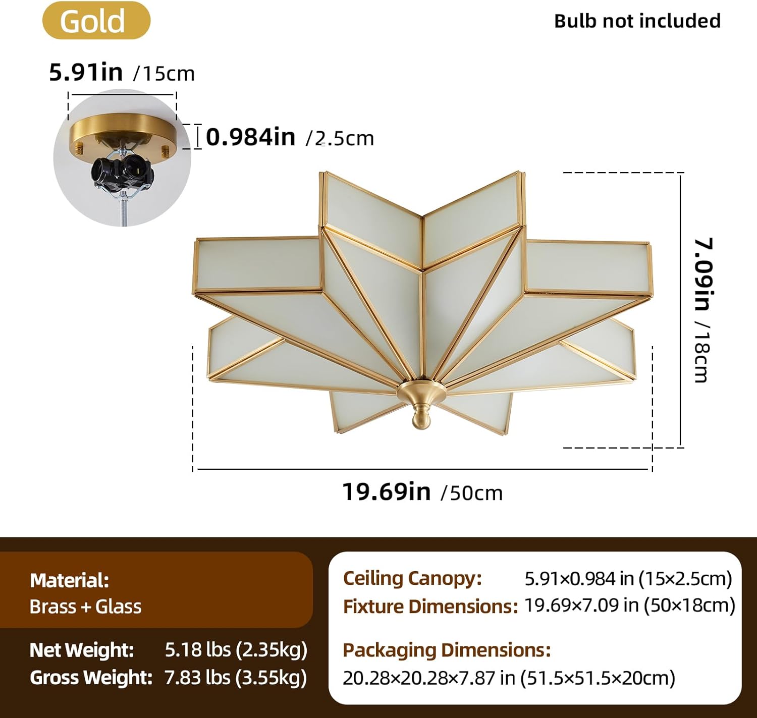 19.5 inch ceiling light gold kitchen light brass interior light