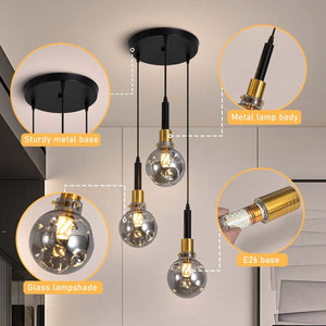 3-light pendant light black and gold kitchen light glass, acrylic hanging light