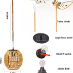 Waterproof solar lantern natural hanging light rattan patio light
