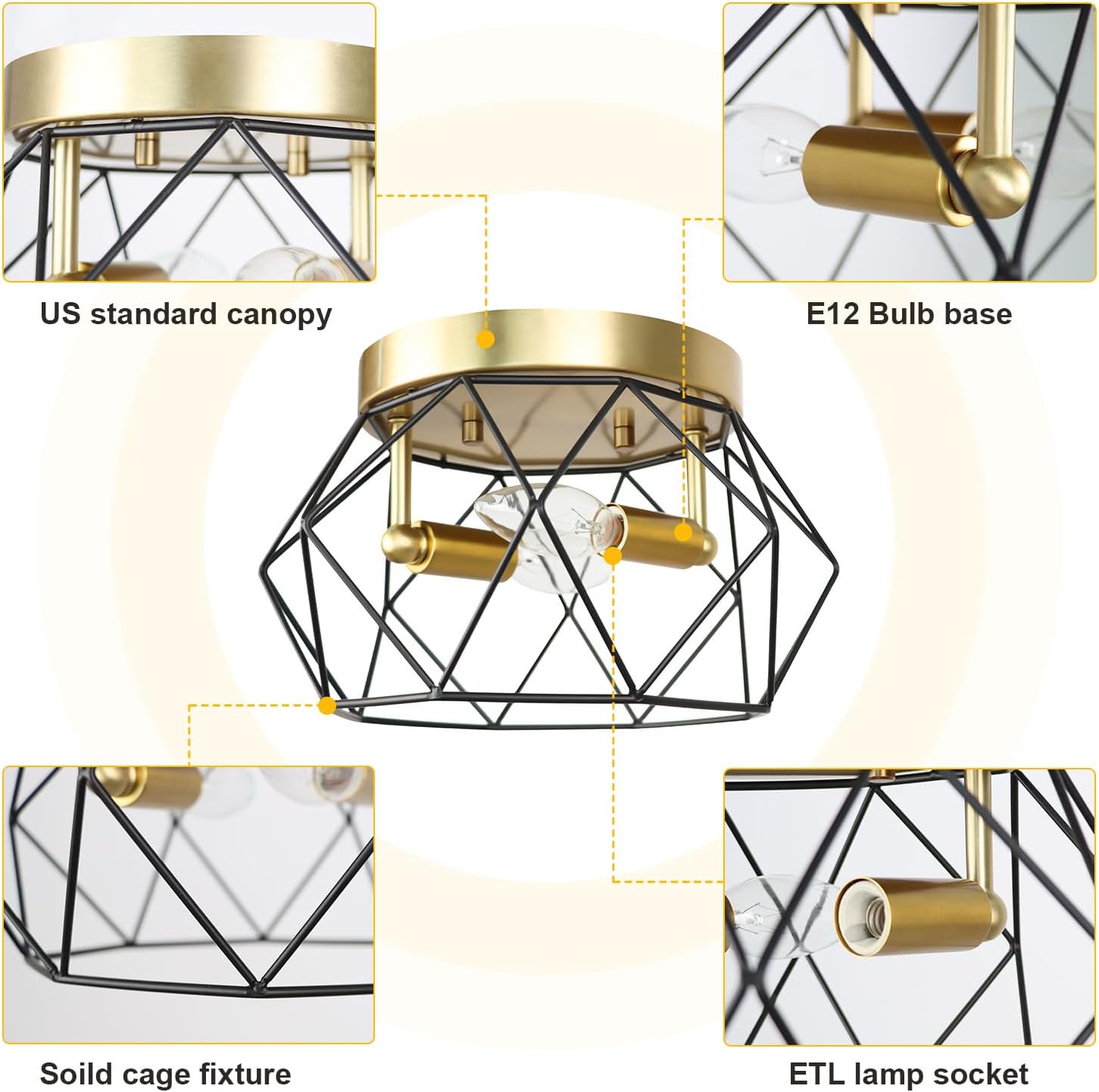 2-light fixture light black, gold ceiling light metal kitchen light