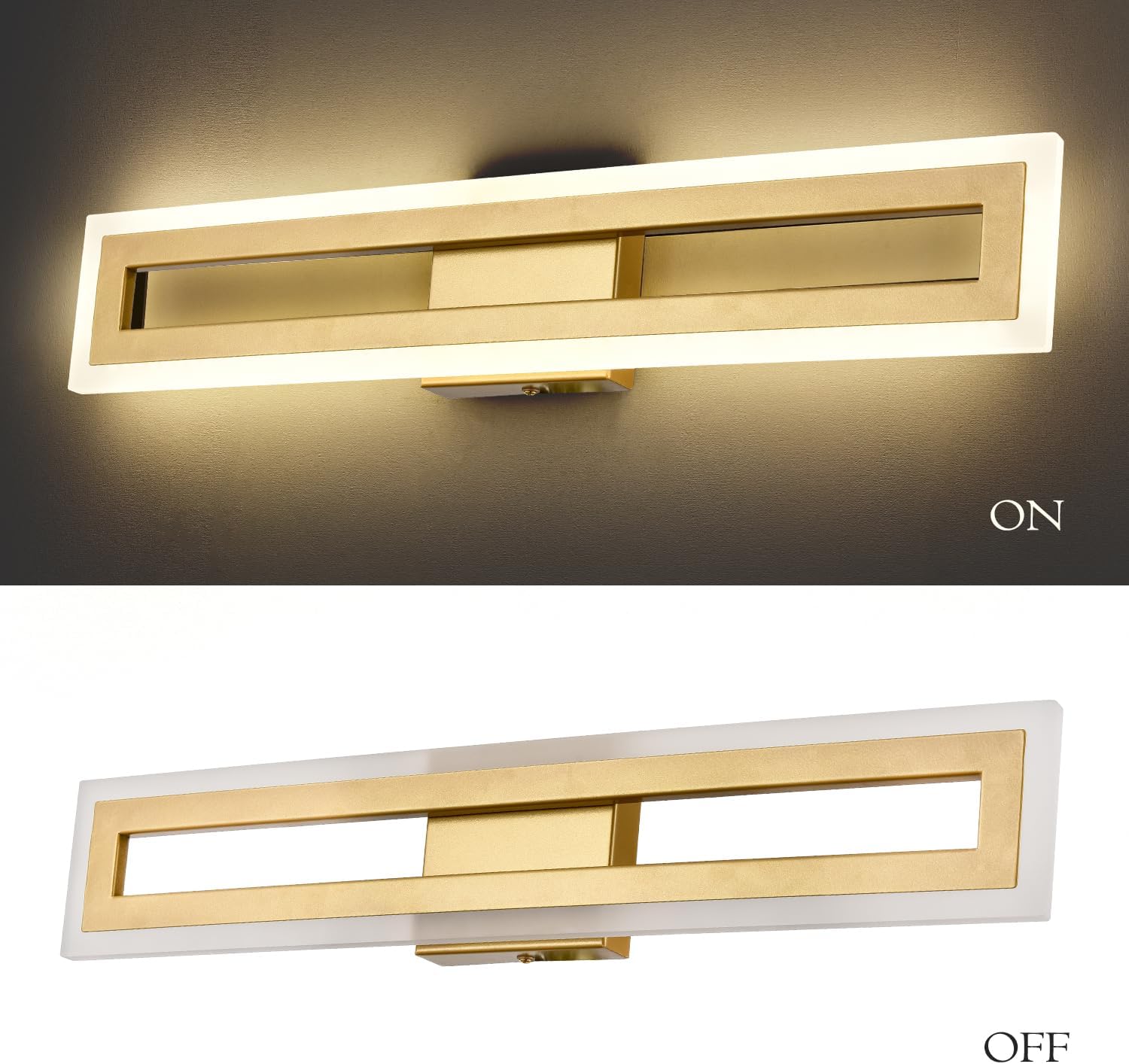 24 Inch Wall Light Gold mounted light Plastic, Metal bathroom light