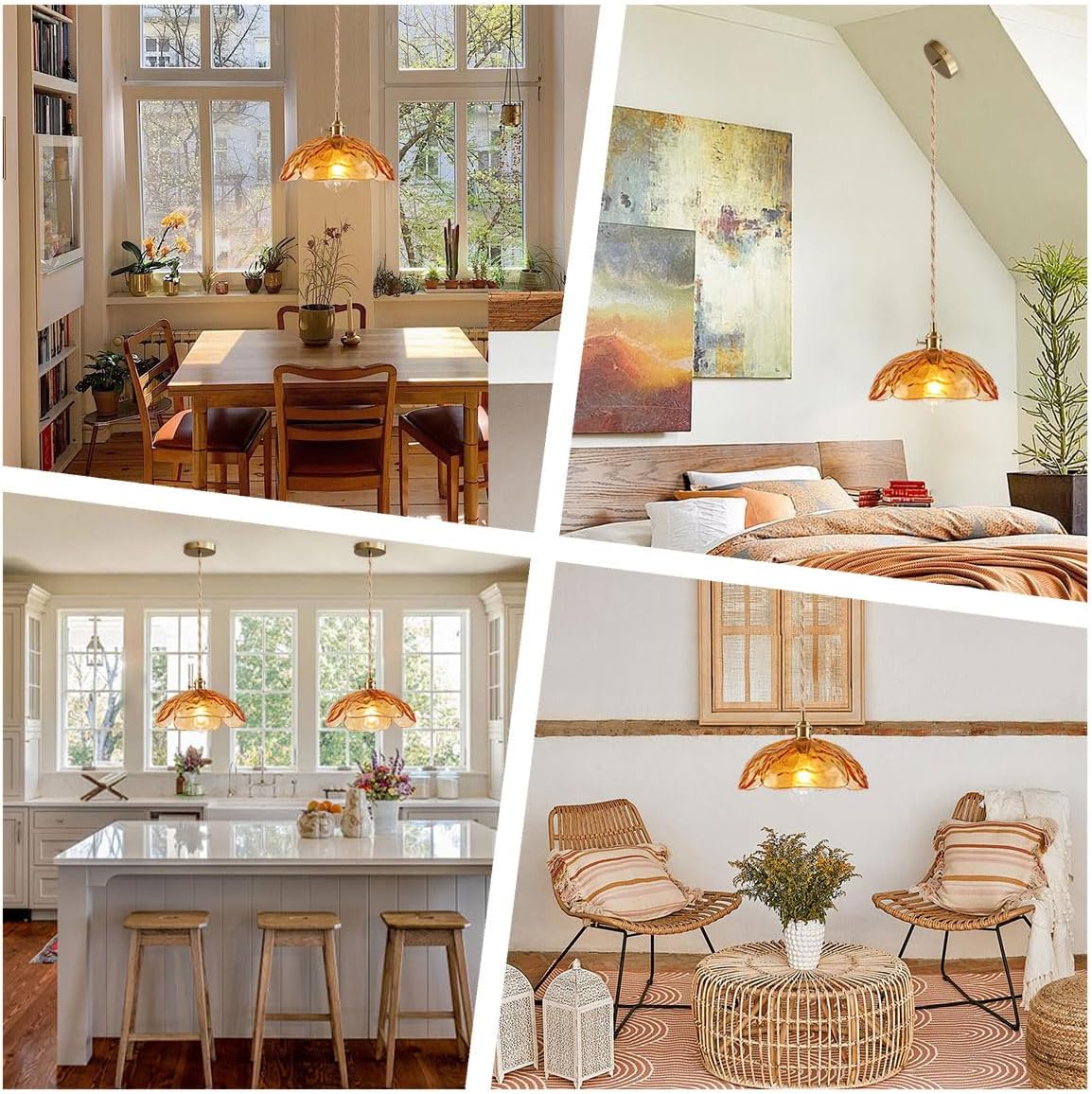 Adjustable hanging light amber pendant light brass, glass kitchen light