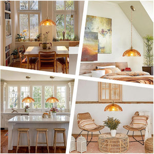 Adjustable hanging light amber pendant light brass, glass kitchen light