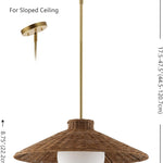 Rustic pendant light natural/brass chandelier lamp rattan hanging light
