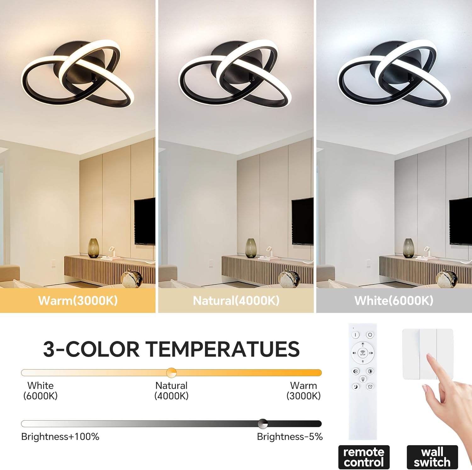Led ceiling light black entryway light aluminum chandelier light