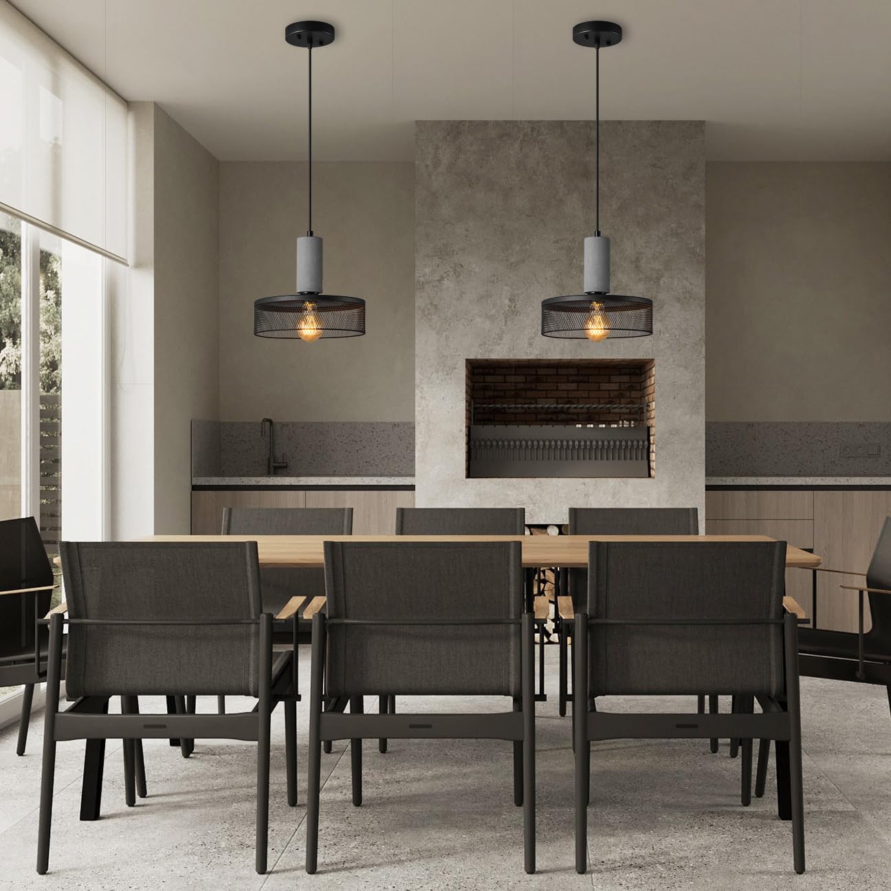 Dimmable living room light black and grey pendant light concrete metal kitchen light