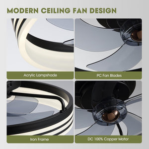 LED ceiling fans with lights black bedroom light iron flush mount ceiling fan