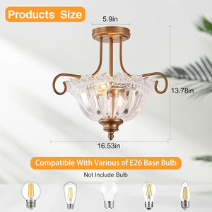 2-bulb flush mount light brass ceiling light glass, metal kitchen light