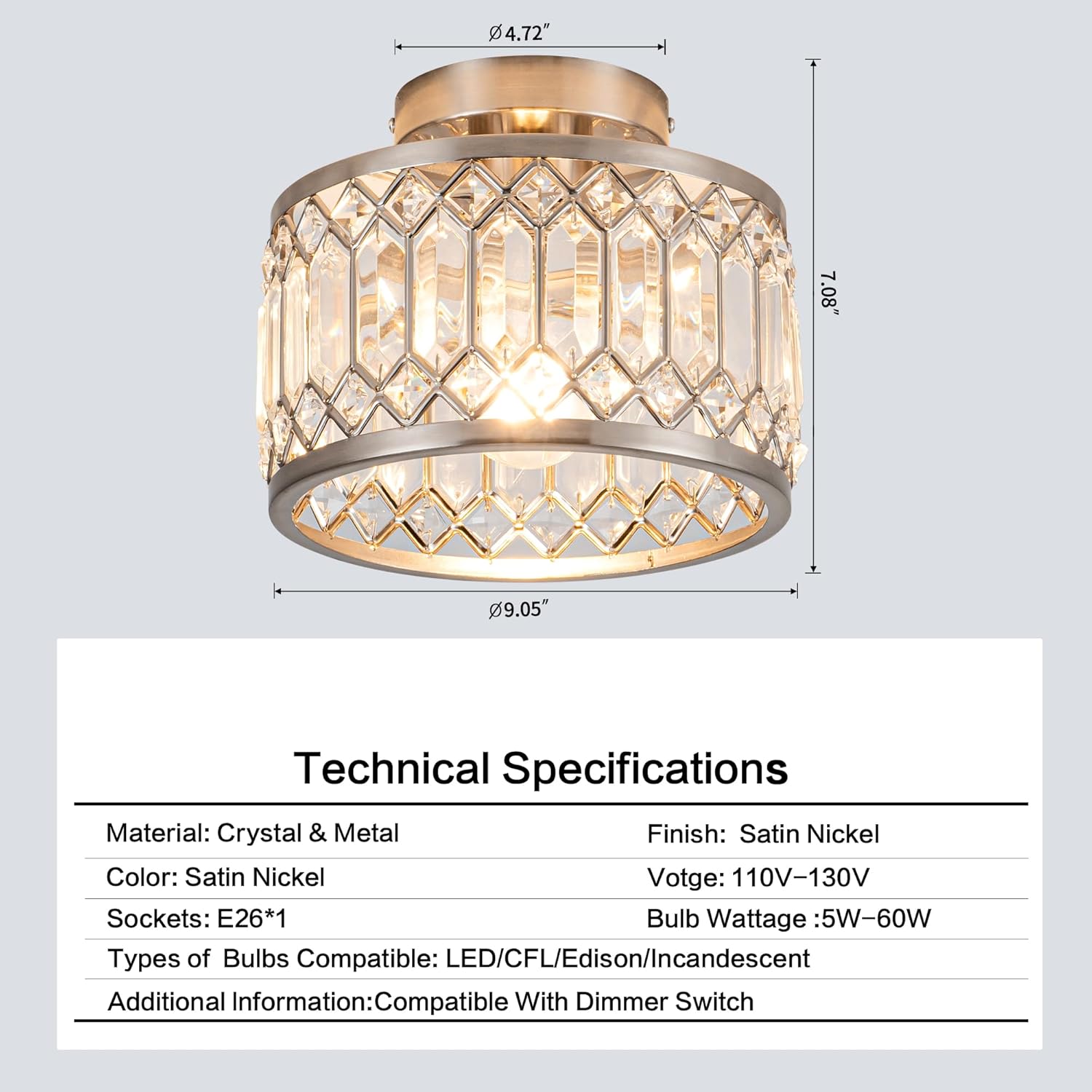 Modern flush mount light silver ceiling light silver bedroom light