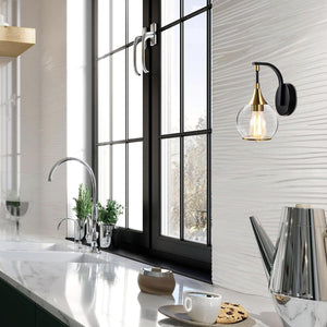 1-light wall light clear fixture light glass, metal vanity light