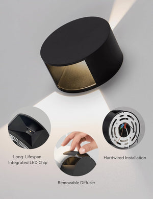 Led wall light black hallway light plastic mount light