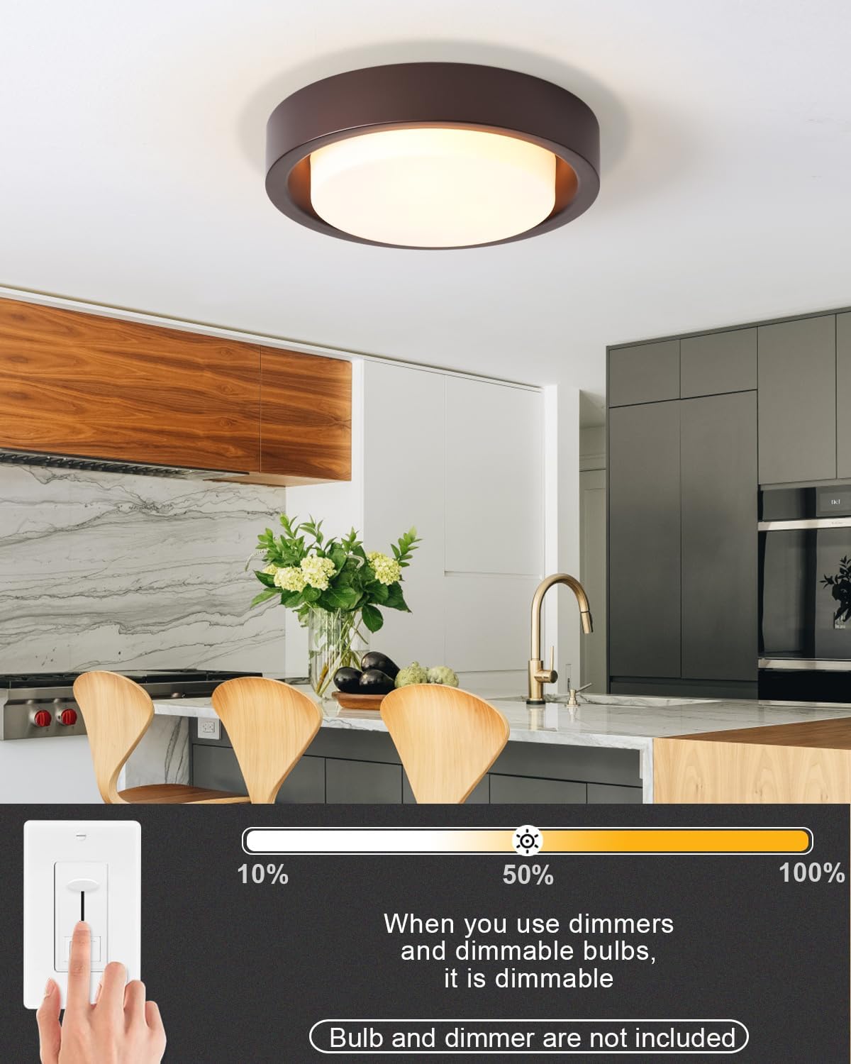 16 inch ceiling light bronze kitchen light metal, glass bedroom light