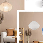 2 Pack handmade pendant light beige bedroom light cotton linen blend hanging lantern