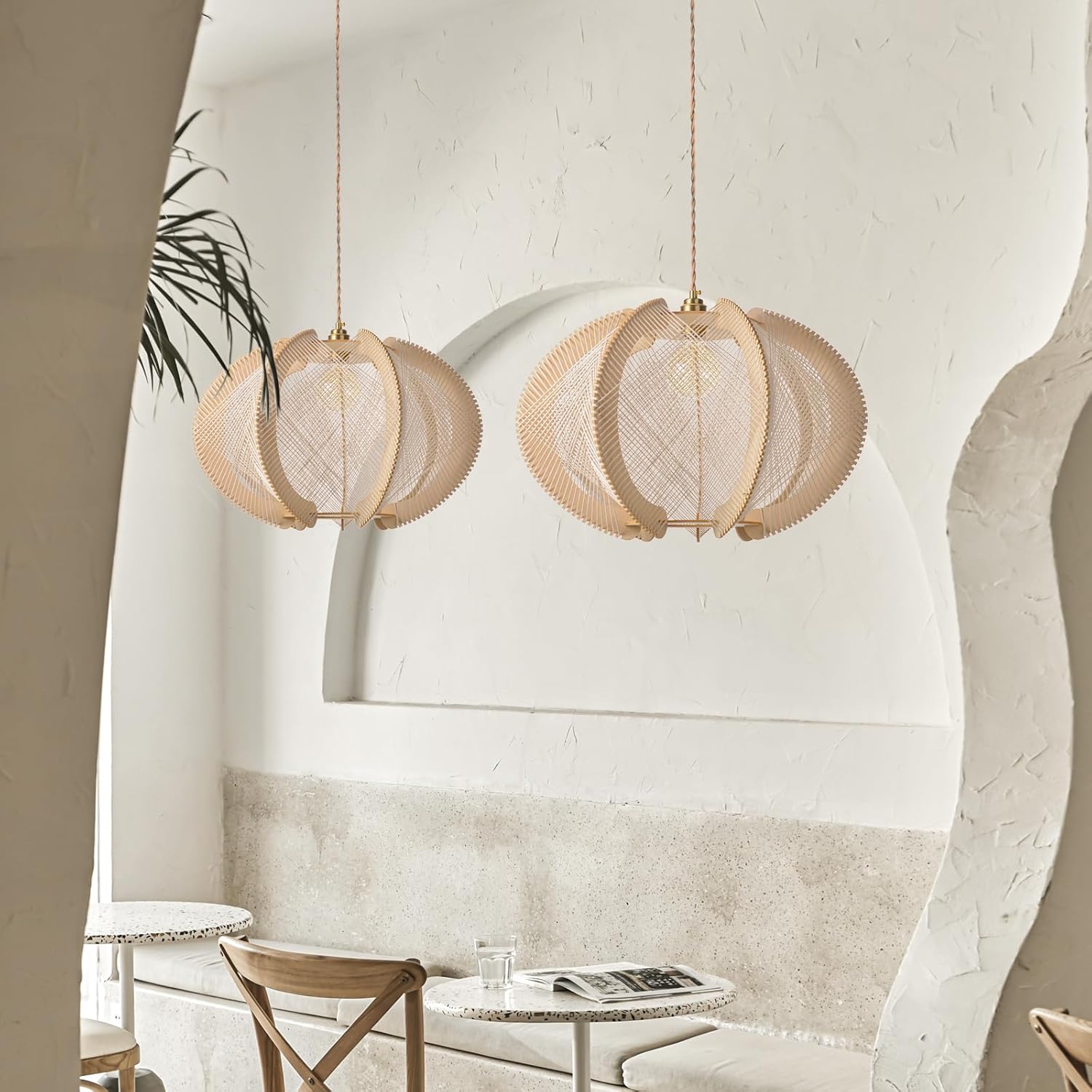 1 Light Pendant light natural ceiling light Wood chandelier light