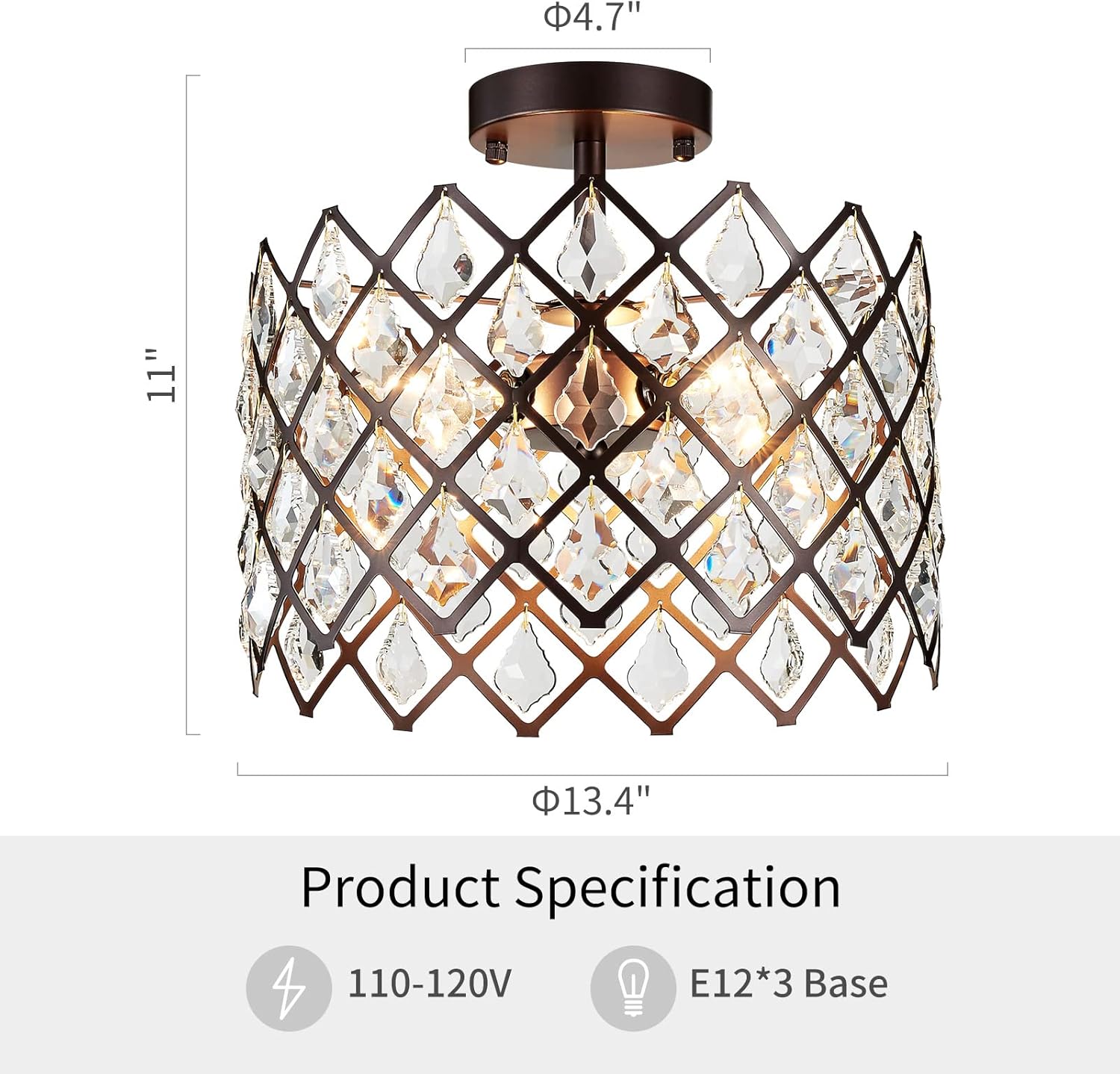 3-light ceiling light bronze hallway light metal, crystal kitchen light