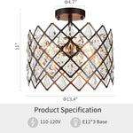 3-light ceiling light bronze hallway light metal, crystal kitchen light