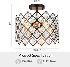 3-light ceiling light bronze hallway light metal, crystal kitchen light