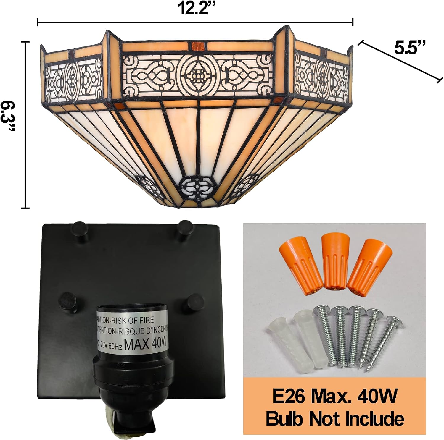 12 Wide Vintage light Colourful Hallway light Glass wall light
