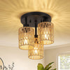 3-lights ceiling light black kitchen light rattan, metal flush mount light