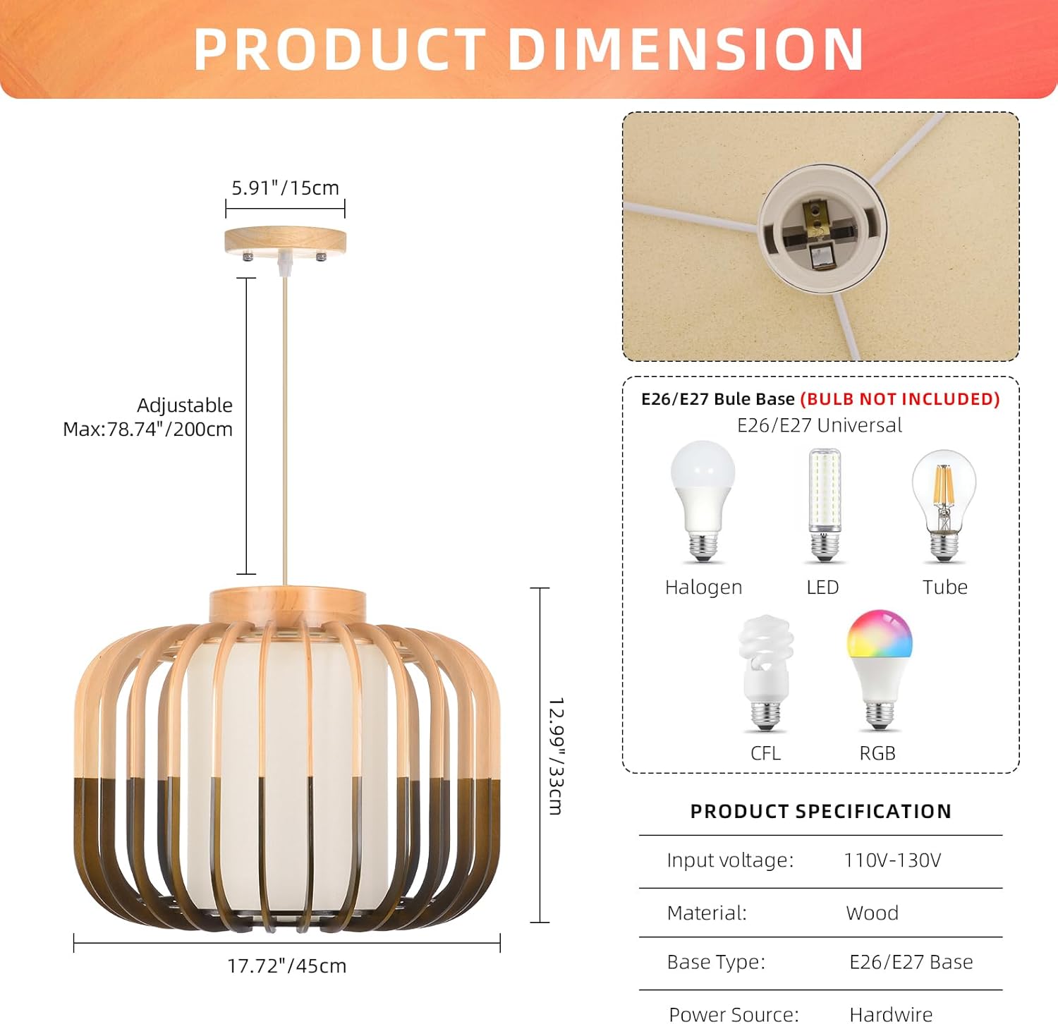 1 light rustic chandelier light brown hanging light wood pendant light