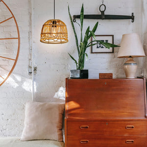 Handmade chandelier light brown pendant light bamboo rattan, polyvinyl chloride patio light