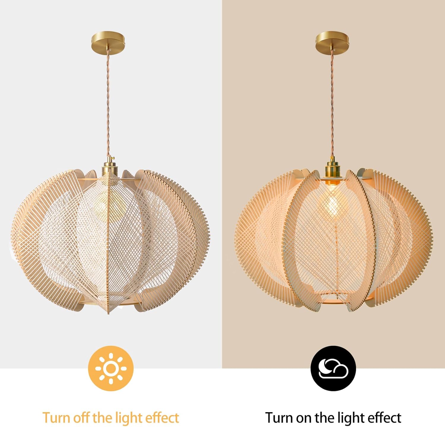 1 Light Pendant light natural ceiling light Wood chandelier light