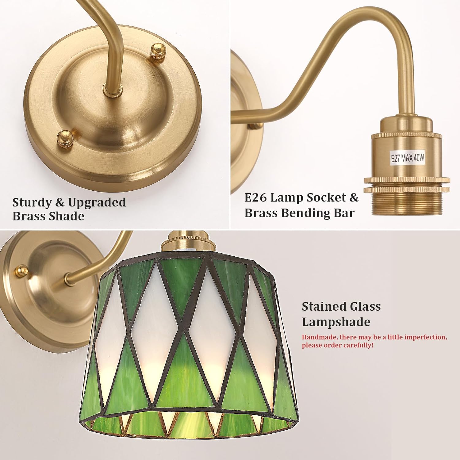 Led bedroom light green checker wall light glass hallway light