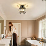 Led chandelier light black+clear entryway light glass, metal ceiling light