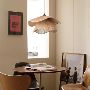 Rustic pendant light dark brown chandelier lamp jute rope hanging light