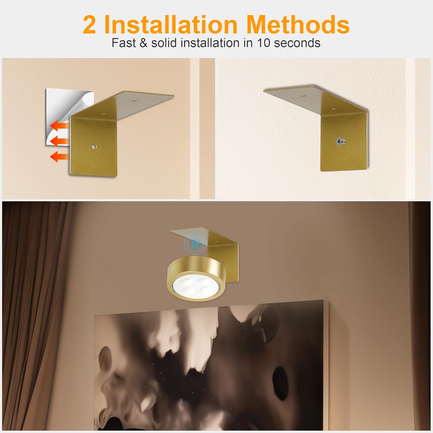 3pcs picture light gold display light plastic wall light