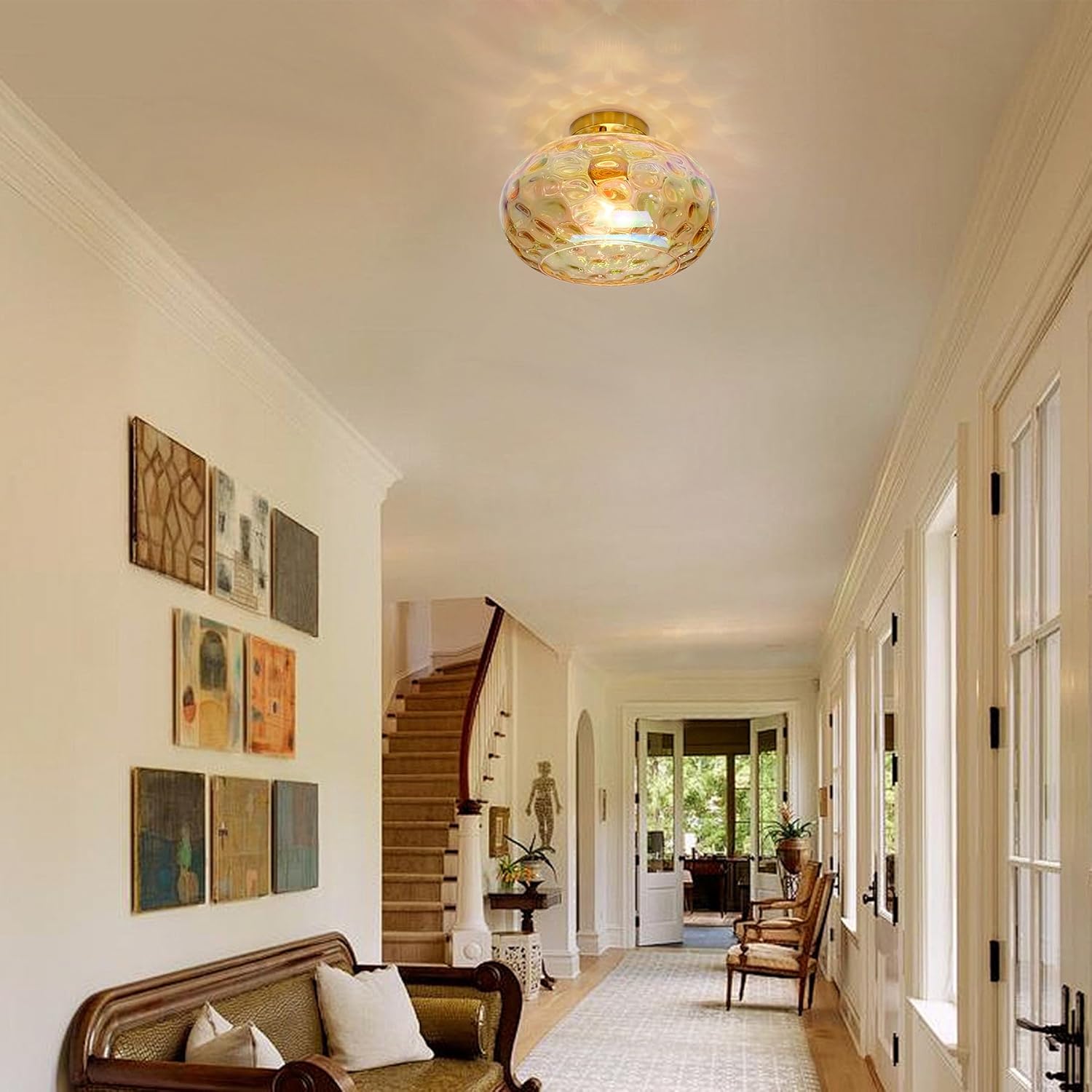 1-light hallway light gold ceiling light metal, glass,brass kitchen light