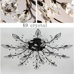 15-lights modern ceiling light black chandeliers light crystal+metal leaf ceiling light