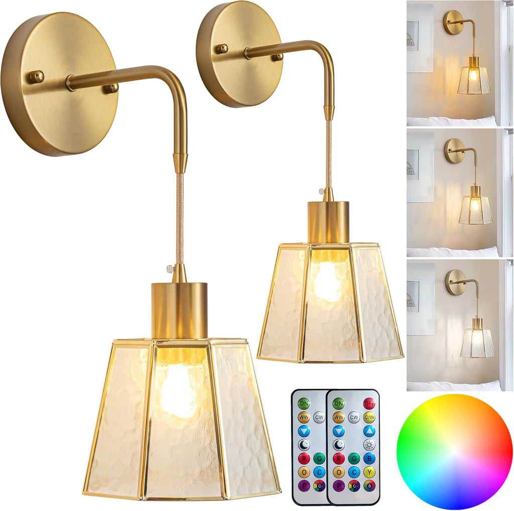 Set of 2 bedroom light transparent wall light metal bedside light
