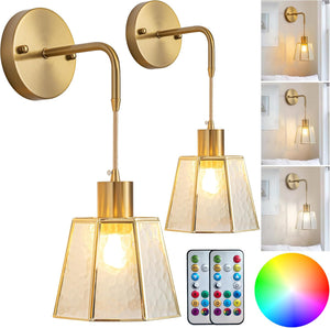 Set of 2 bedroom light transparent wall light metal bedside light