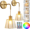 Set of 2 bedroom light transparent wall light metal bedside light